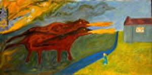 The End of Childhood (1999) Oil painting on canvas by Leah Ashkinazi (18” X 36”) 
