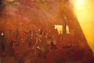 The Golden Calf (2001) Oil on canvas by John Bradford (9’ X 14’) 