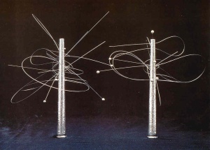 Rimonim (1997) Silver and Harmony steel threads by David Palterer, Yeshiva University Museum