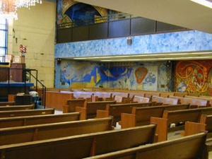 Interior View of Men’s Section; murals by Archie Rand (ca. 1977) B’nai Yosef Synagogue, Brooklyn, New York
