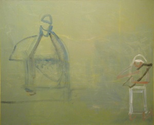 David Plays Saul the Harp (2002) oil on canvas (78 X 96) by John Bradford 