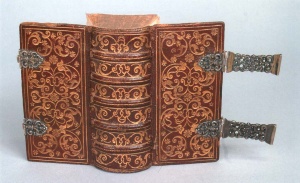 Gilt Tooled Leather Binding; Chumash published in Antwerp, 1573, (Lot 53) Courtesy of Kestenbaum and Co. 