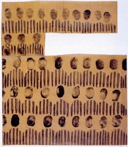 Our Biographies (ca. 1944-45), ink and pencil on paper by Jozef Szajna (b.1922); Auschwitz-Birkenau State Museum