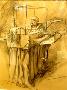 Old Man's Departure (1977) charcoal & chalk on paper by Samuel Bak Courtesy of the Pucker Gallery, Boston 