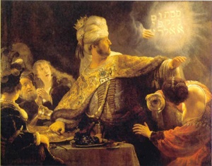 Belshazzar's Feast (1635) oil on canvas by Rembrandt National Gallery, London