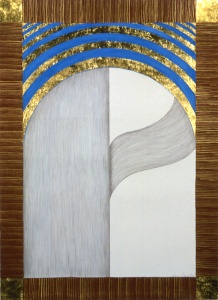 Creation XI (1987), silverpoint, gold leaf, acrylic on paper by Susan Schwalb