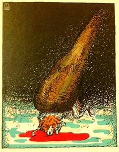The Cudgel and the Dog illustrated by Menachem Birnbaum (1920) Courtesy Kestenbaum and Co. 