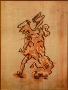 The Sacrifice of Isaac (1968) color lithograph on wove paper (26.5 x 22.5) by Jacques Lipchitz Collection of Alma and Sylvan Cohen