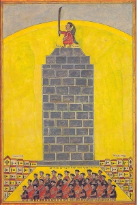 The Tower of Babel (1963) tempera on paper, 14 X 20 by Shalom of Safed Collection of Daniel Doron