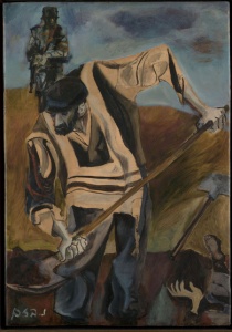 Jew Digging His Own Grave, 1955 by Naftali Bezem Gift of Ilana and Yoel Mastebaum Collection of the Yad Vashem Art Museum, Jerusalem