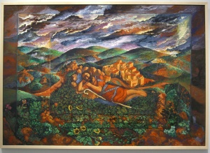Jacob at Luz (ca. 1990) Acrylic on prepared paper by Lloyd Bloom Courtesy Chassidic Art Institute