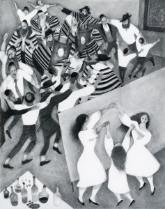 Simhat Torah (1986) Graphite on prepared paper by Lloyd Bloom Courtesy Chassidic Art Institute
