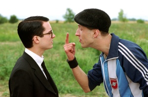 Jonathan (Elijah Wood) and Alex (Eugene Hutz) in “Everything is Illuminated” written and directed by Liev Schreiber