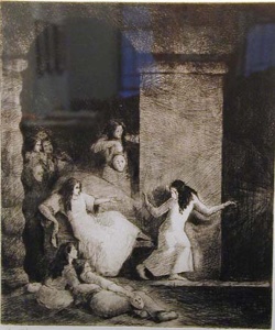 Esther in the Harem, Detail (2001) Etching and Drypoint by Shoshana Golin
