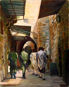 “Four Soldiers” oil on canvas (20 x 16) by Chava Roth 