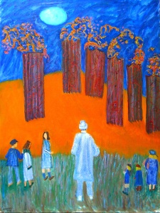 Remember and Rebuild: The Six Million (2003), oil on canvas by Leah Ashkenazy 