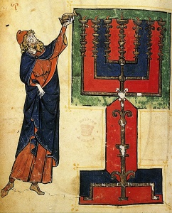 Aaron Lighting the Menorah (1280 CE) Miscellany Illumination, France British Library, London 