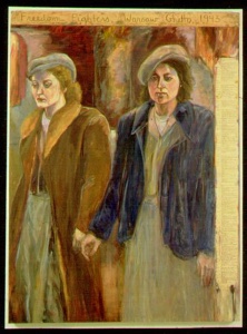 Freedom Fighters (1999) oil on canvas and paper on wood by Diana Kurz