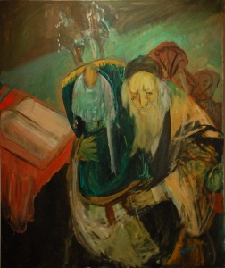 Rabbi with Torah, oil on canvas, by Hyman Bloom Courtesy of The Jewish Gallery