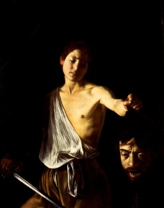 David with the Head of Goliath (1606), oil on canvas (48” X 39”) by Caravaggio Galleria Borghese, Rome