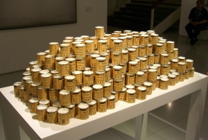 Ner Mitzvah (2003), by Dov Abramson; Aluminum, wax, printed paper Courtesy The Jewish Museum