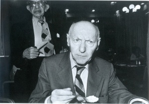 Isaac Bashevis Singer eating rice pudding (1975) gelatin silver print by Bruce Davidson Collection of the artist, courtesy of the Howard Greenberg Gallery. © Bruce Davidson Magnum Photos.