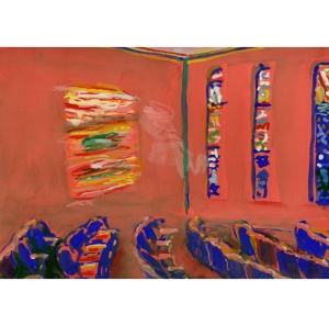 Agudas Achim, Columbus, Ohio (2004), watercolor on paper by Max Miller Courtesy the artist