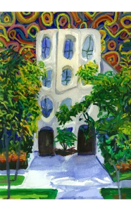 Cuban Hebrew Congregation of Miami (2005), watercolor on paper by Max Miller Courtesy the artist