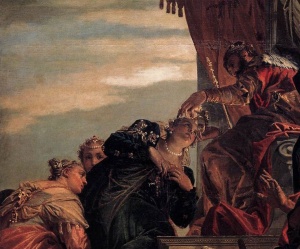 Esther Crowned by Ahasuerus (1556), (Detail), oil on canvas by Paolo Veronese Courtesy Church of San Sebastiano, Venice [wga.hu]