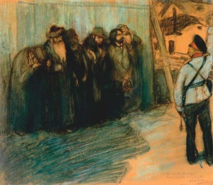 In Front of the Firing Squad (1918), pastel on paper by Abel Pann Courtesy Mayanot Gallery, Jerusalem