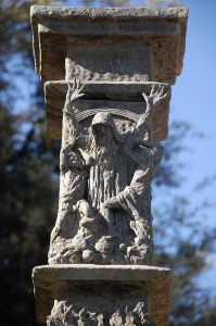 Moses, Aaron & Hur (detail of the Knesset Menorah, 1956) bronze by Benno Elkan Jerusalem, Israel