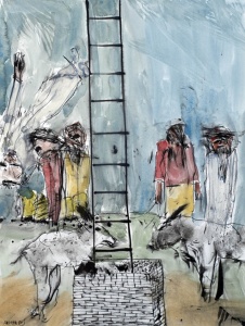 When Sins Prevailed, watercolor and ink on paper by Michael Hafftka Courtesy Yeshiva University Museum