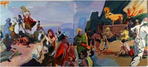 Golden Calf, 1999 (acrylic on wood, 5’ X 10’) by Joel Silverstein Courtesy the artist