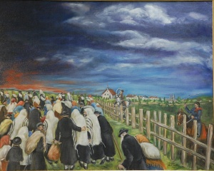Pogrom, oil on canvas by Ibby Kleiner Courtesy the Kupferstein Collection