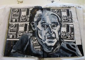 My Father (acrylic and collage) from Black & White Book by Joel Silverstein Courtesy the artist