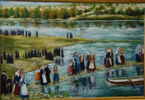 Tashlich, oil on canvas by Ibby Kleiner Courtesy the Kupferstein Collection