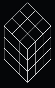 Nine Square Cube (2009), relief print, 12 x 9 by Robert Kirschbaum The 42 Letter Name; Print Folio/Artist Book – Courtesy the artist