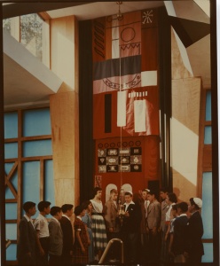 Gottlieb Torah Curtain with congregants, ca. 1950’s Photographer unknown