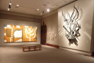 The Wall of the Temple (1952), painting by Robert Motherwell And the Bush Was Not Consumed (1951) sculpture by Herbert Ferber Installation photograph, Jewish Museum