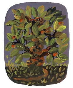 Controversial Tree, acrylic on paper by Lloyd Bloom Courtesy the Chassidic Art Institute