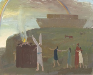 Noah’s Sacrifice (2009), 48 x 60 oil on canvas by John Bradford Courtesy the artist