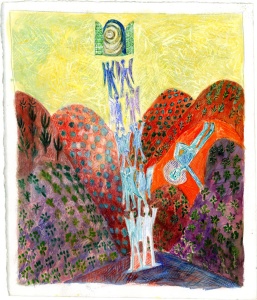 Jacob’s Dream (2010), watercolor & gouache by Avner Moriah Courtesy Avner Moriah