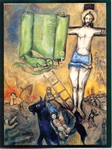 Yellow Crucifixion [detail] (1943) oil on canvas by Marc Chagall Courtesy Pompidou Center, Paris