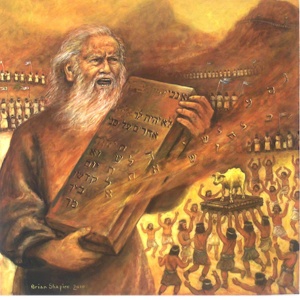 Moses and the Golden Calf (2010), oil on canvas, 30 x 30 by Brian Shapiro Courtesy the artist