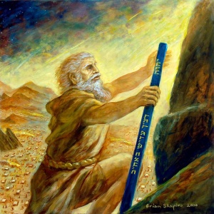 Moses on Sinai [detail] (2010), oil on canvas, 30 x 30 by Brian Shapiro Courtesy the artist