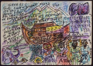 Noah and his Family; mixed media collage by Nathan Hilu Courtesy Hebrew Union College Museum