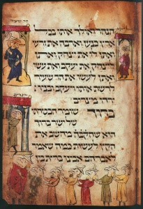Esav and Yakov, fol. 12r, (ca.1300) illuminated manuscript, Israel Museum Courtesy “The Medieval Haggadah” by Marc Michael Epstein Yale University Press, 2011 Esav and Yakov, fol. 12r, (ca.1300) illuminated manuscript, Israel Museum Courtesy “The Medieval Haggadah” by Marc Michael Epstein Yale University Press, 2011