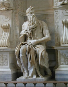 Moses (1515) marble by Michelangelo Courtesy San Pietro in Vincoli, Rome Italy 
