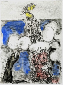 Crossing the Sea (1957) hand-colored etching by Marc Chagall Courtesy Haggerty Museum of Art, Gift of Patrick and Beatrice Haggerty Marc Chagall © 2012 Artists Rights Society (ARS), New York / ADAGP, Paris
