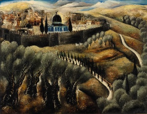 Jerusalem Seen from Mount Scopus, oil on canvas by Reuven Rubin Courtesy Sotheby’s